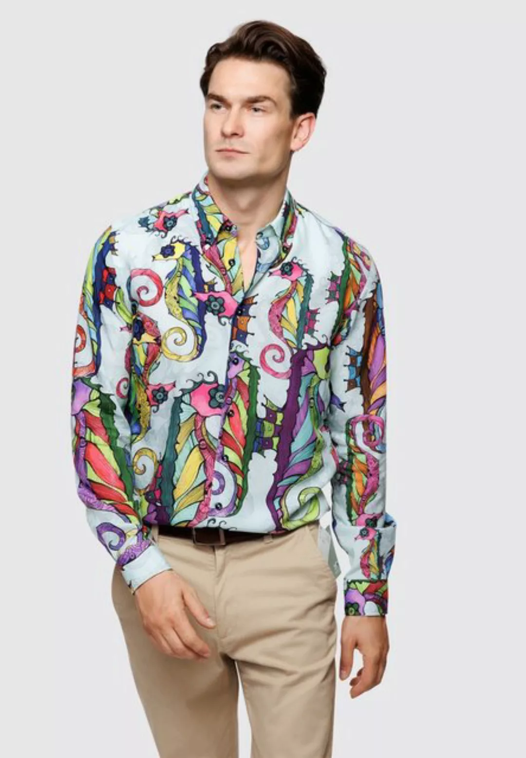 Kragnart Langarmhemd Elegantes Freizeithemd, Seahorse günstig online kaufen