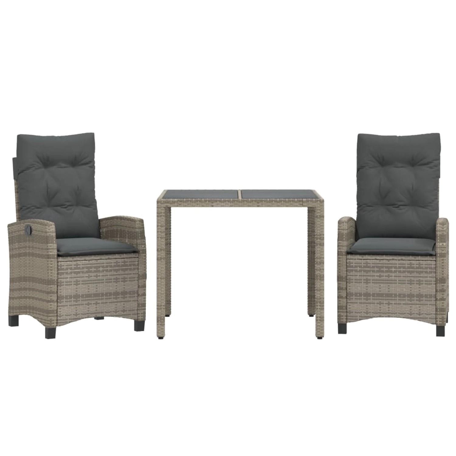 vidaXL 3-Tlg Garten-Essgruppe mit Kissen Grau Poly Rattan 3212644 günstig online kaufen