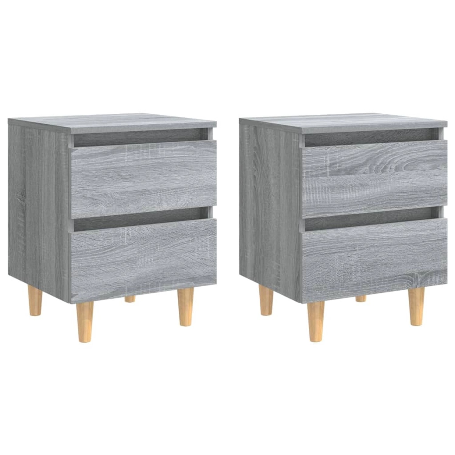 vidaXL Nachttisch mit Massivholz-Beinen 2 Stk Grau Sonoma 40x35x50cm günstig online kaufen