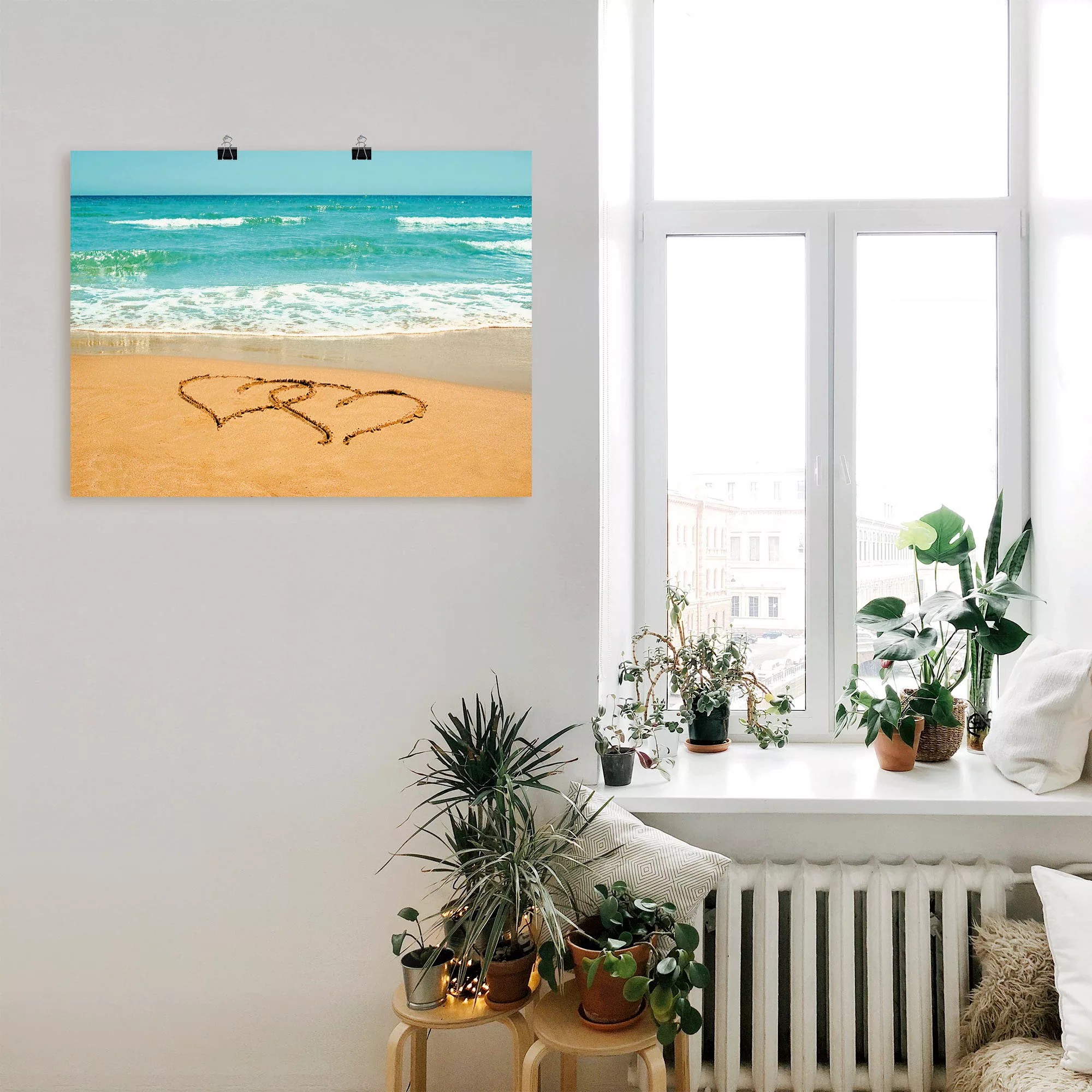 Artland Poster "Herzen im Sand", Strand, (1 St.), als Alubild, Leinwandbild günstig online kaufen