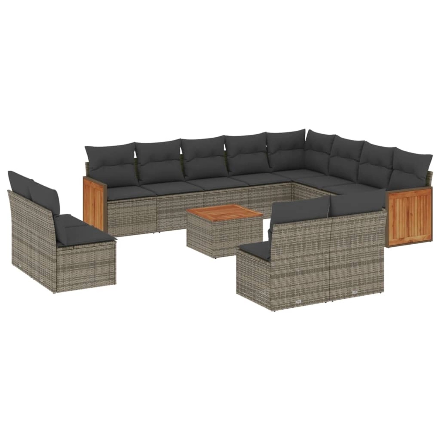 vidaXL 13-Tlg Garten-Sofagarnitur mit Kissen Grau Poly Rattan 3228160 günstig online kaufen
