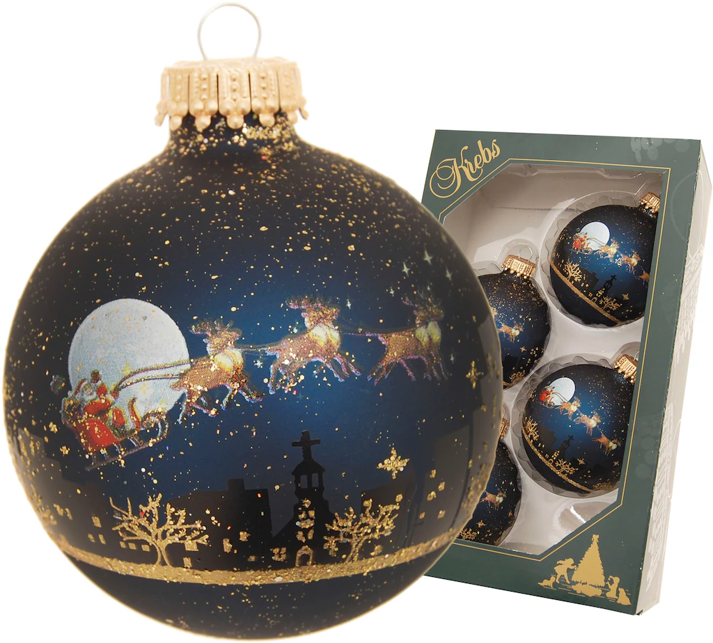 Krebs Glas Lauscha Weihnachtsbaumkugel "Midnight before Christmas", (Set, 4 günstig online kaufen