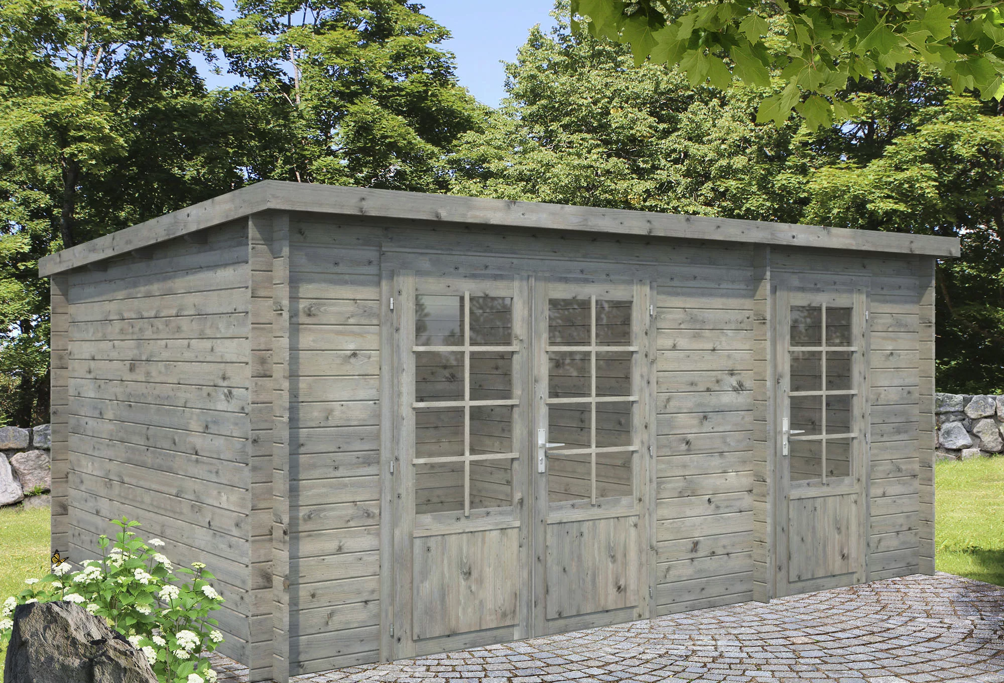 Palmako Gartenhaus "Ella", (Set), 13,1+3,9 m², mit Anbaudach günstig online kaufen