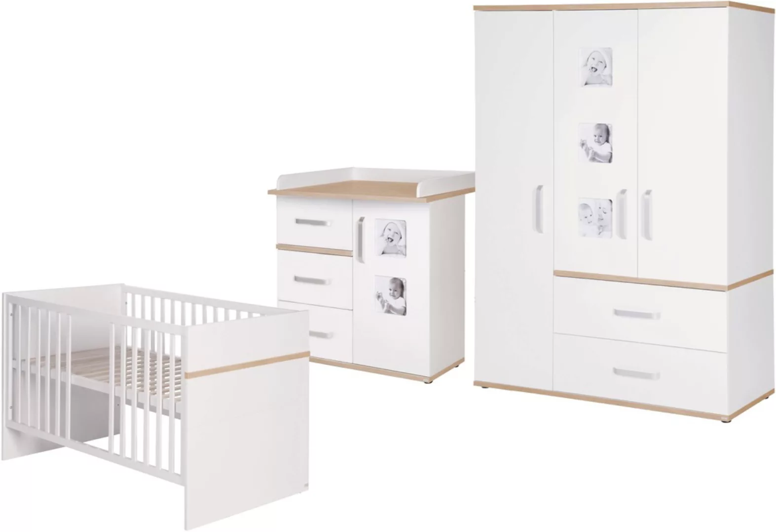 roba® Babyzimmer-Komplettset »Pia«, (Set, 3 St., Kinderbett, Schrank, Wicke günstig online kaufen