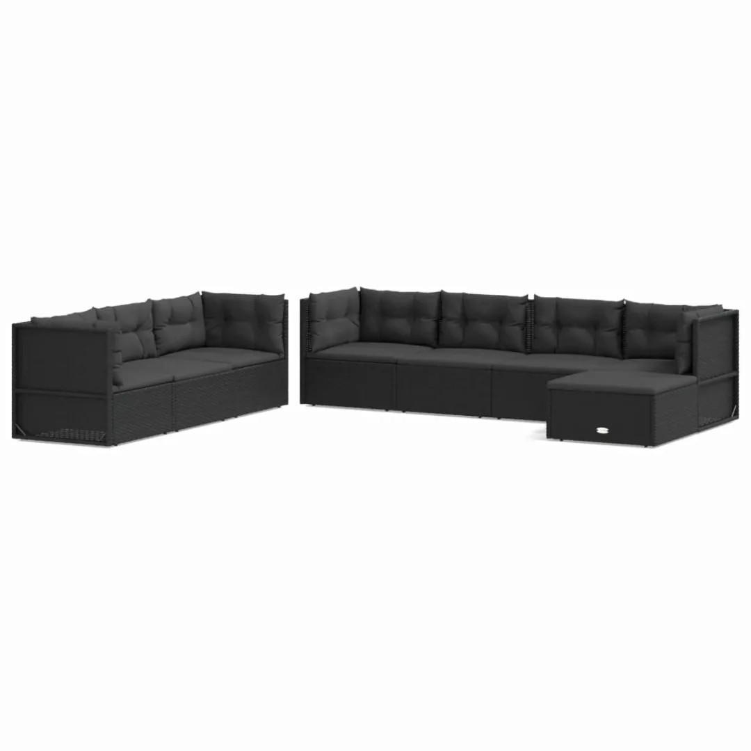 Vidaxl 8-tlg. Garten-lounge-set Mit Kissen Schwarz Poly Rattan günstig online kaufen