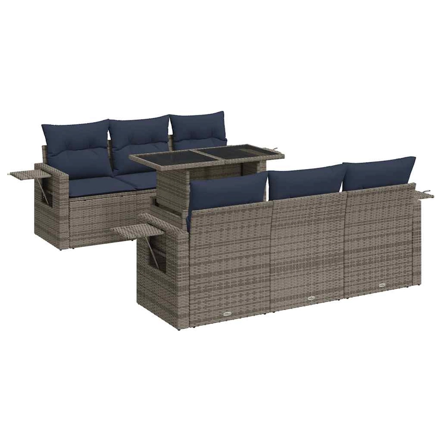 vidaXL 7-Tlg Garten-Sofagarnitur mit Kissen Grau Poly Rattan 3326422 günstig online kaufen