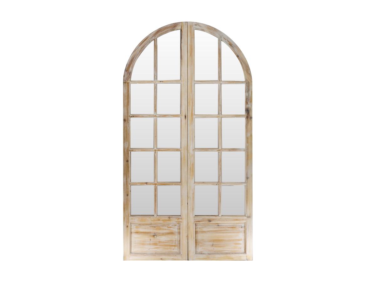 Spiegelparavent - Kiefernholz - Patina-Optik - 2-teilig - 96 x 180 cm - Hol günstig online kaufen