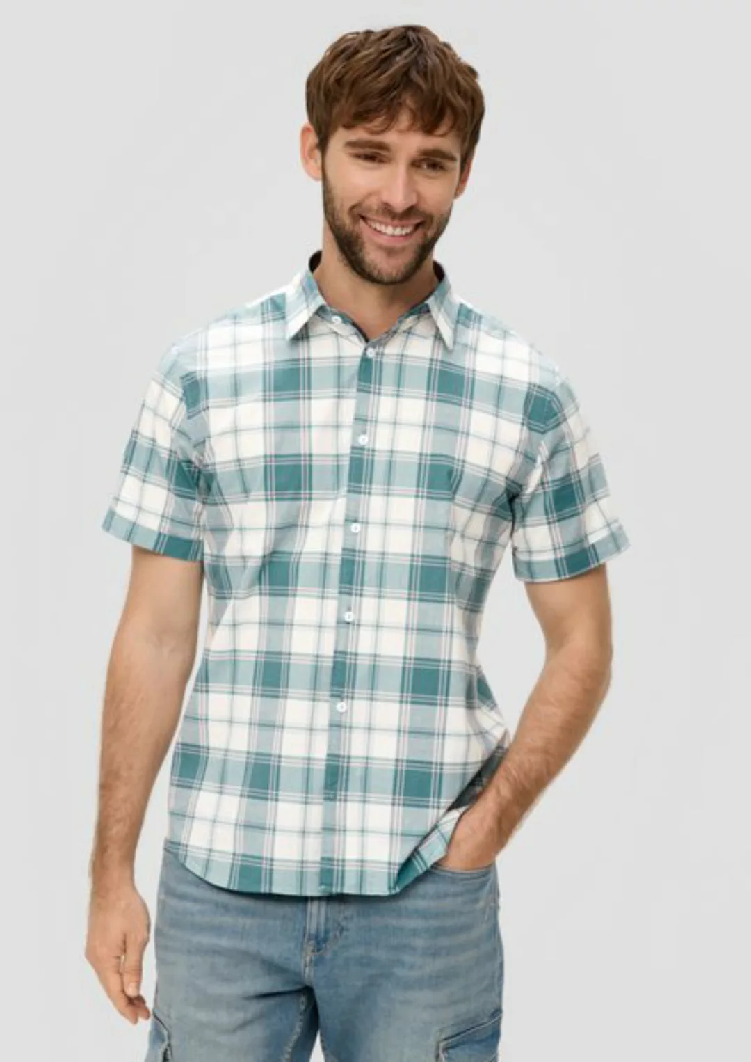 s.Oliver Kurzarmhemd Kurzes Baumwollstretch-Hemd im Slim Fit günstig online kaufen