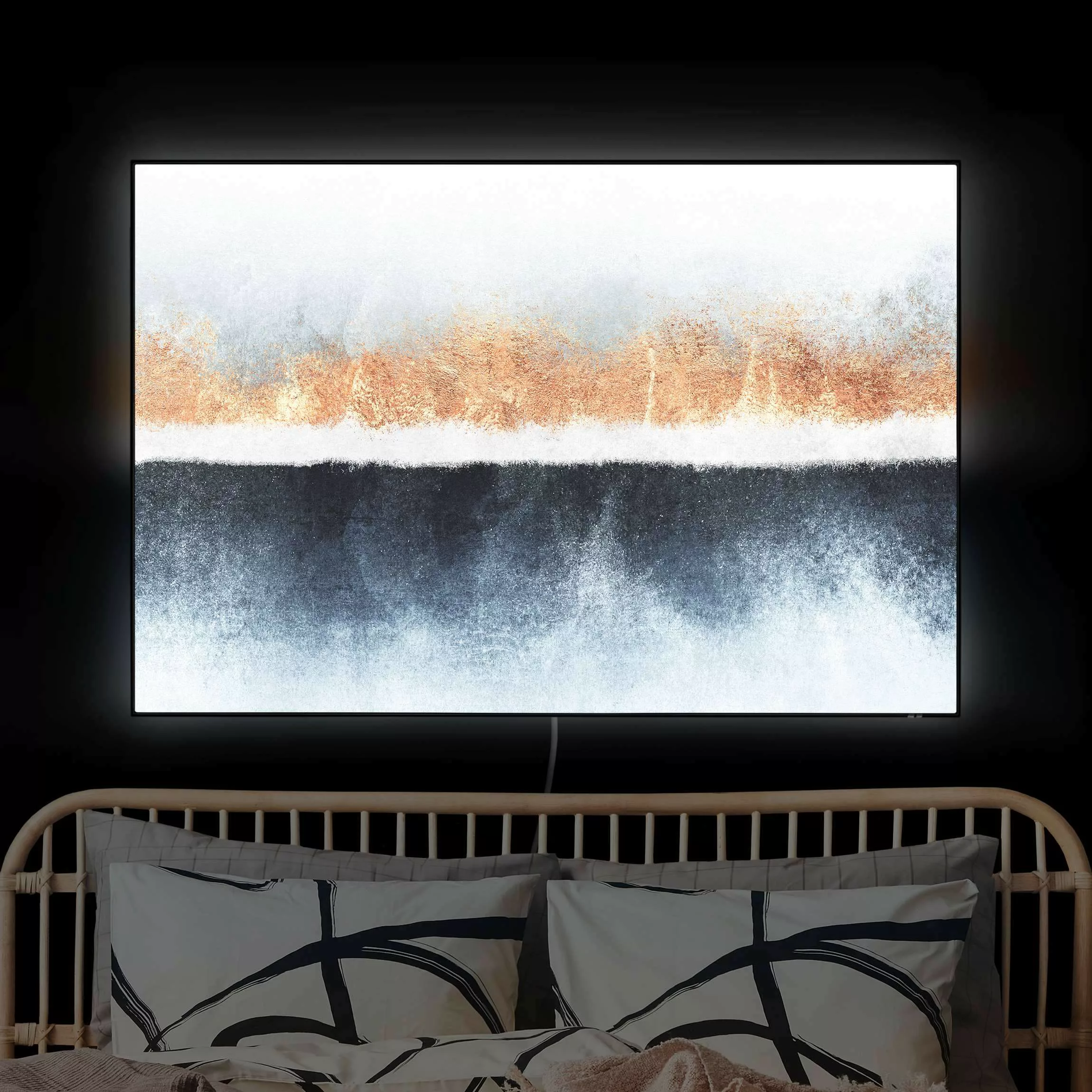 LED-Wechselbild Goldener Horizont Aquarell günstig online kaufen