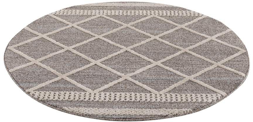 Carpet City Teppich »Art 2645«, rund, 7 mm Höhe, Kurzflor, Rauten-Optik, id günstig online kaufen