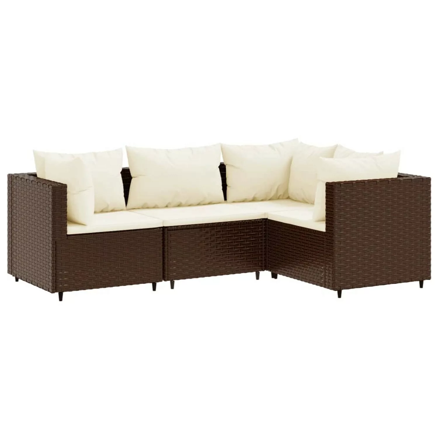 vidaXL 4-tlg Garten-Lounge-Set mit Kissen Braun Poly Rattan Modell 13 günstig online kaufen