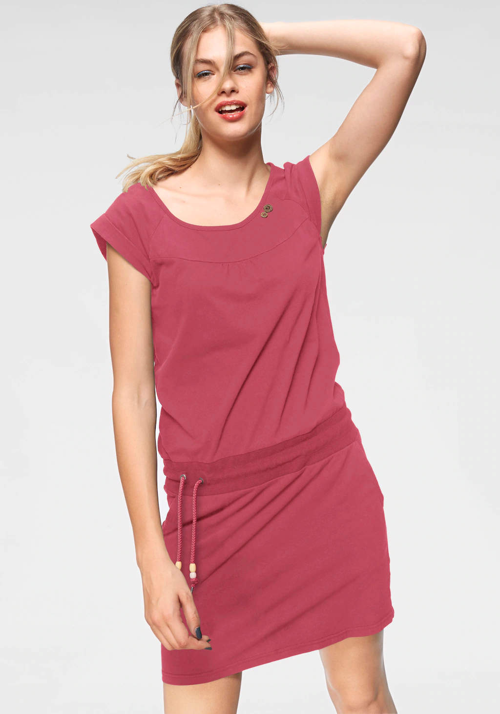 Ragwear Jerseykleid "PENELOPE PRINT", mit Kordelzug und kontrastiven Zierpe günstig online kaufen