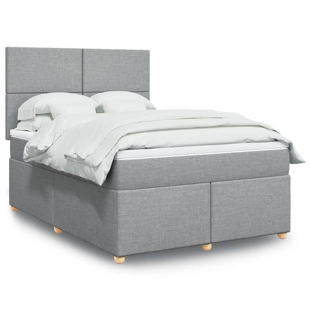 vidaXL Boxspringbett, Boxspringbett mit Matratze Hellgrau 140x200 cm Stoff günstig online kaufen