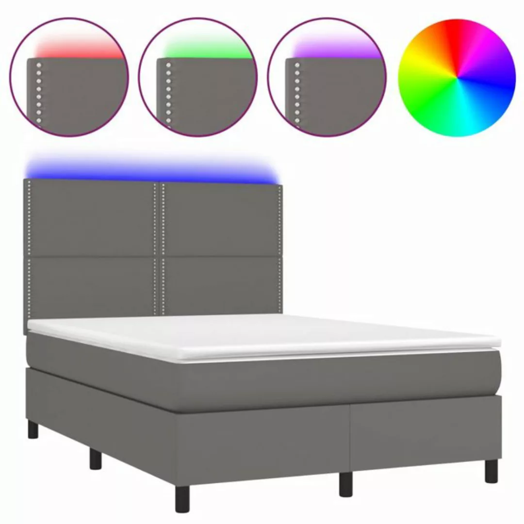 vidaXL Boxspringbett Boxspringbett mit Matratze & LED Kunstleder (140 x 200 günstig online kaufen