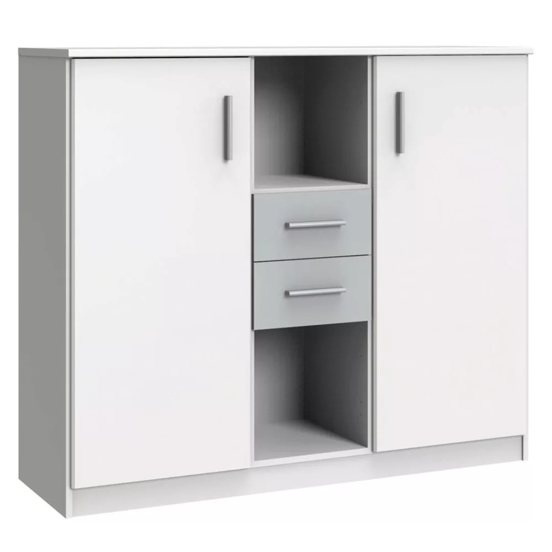 Highboard Kommode JOHANNESBURG-43 in weiß mit light grey, B/H/T: ca. 122/10 günstig online kaufen