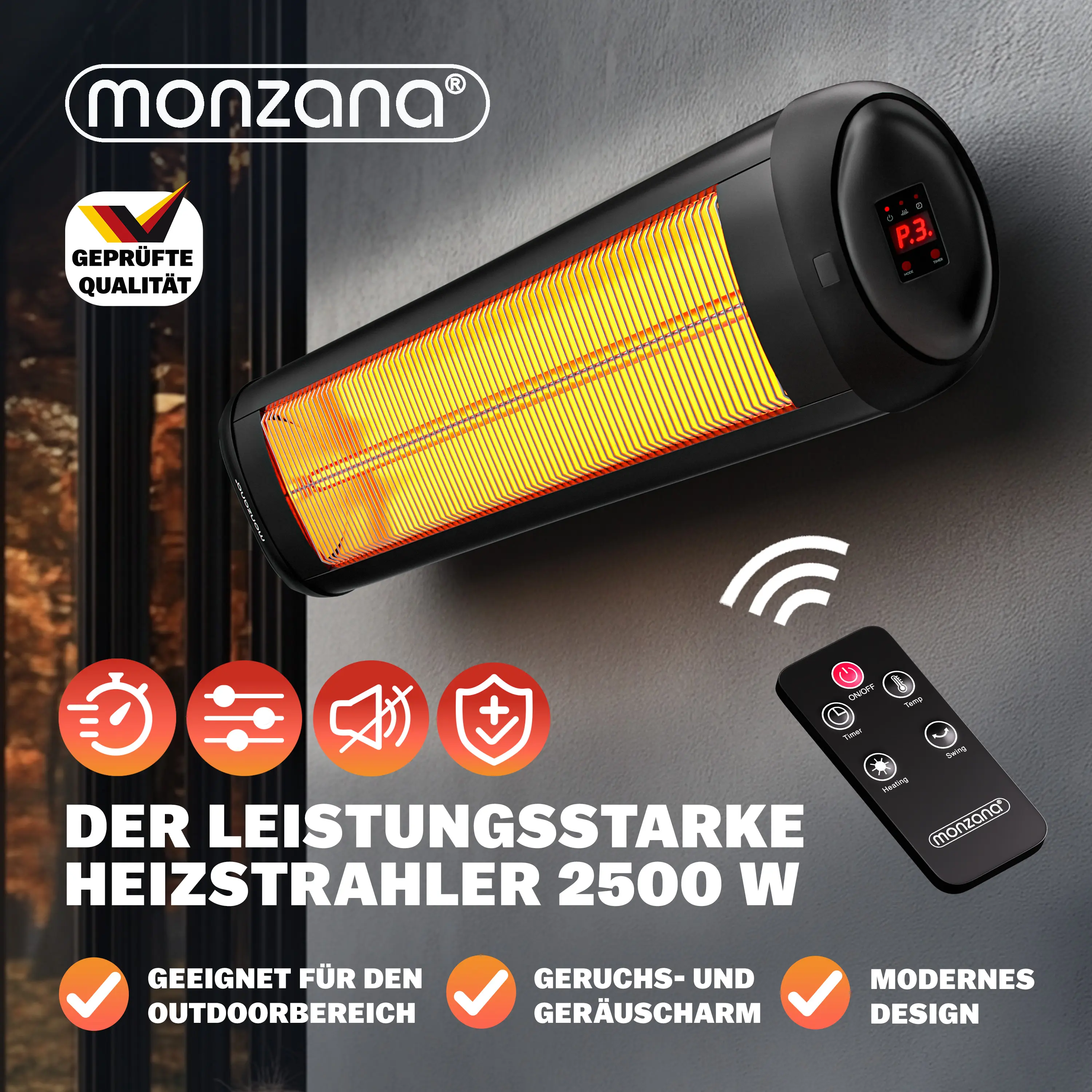 Heizstrahler MZH2501 Schwarz 2500W günstig online kaufen