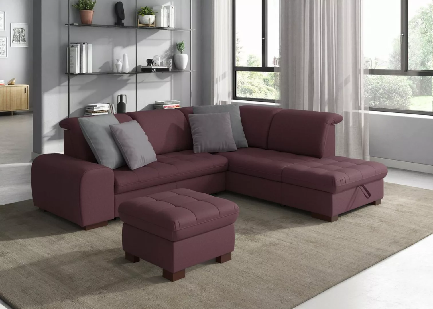 sit&more Ecksofa Luxor L-Form, wahlweise mit Bettfunktion, Stauraum und Kop günstig online kaufen