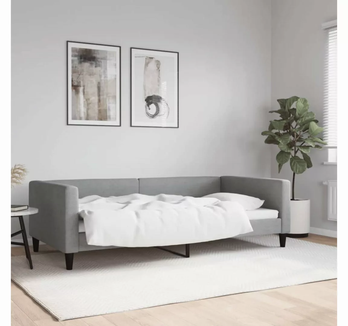 vidaXL Gästebett Tagesbett Hellgrau 100x200 cm Stoff Gästebett Gästecouch G günstig online kaufen