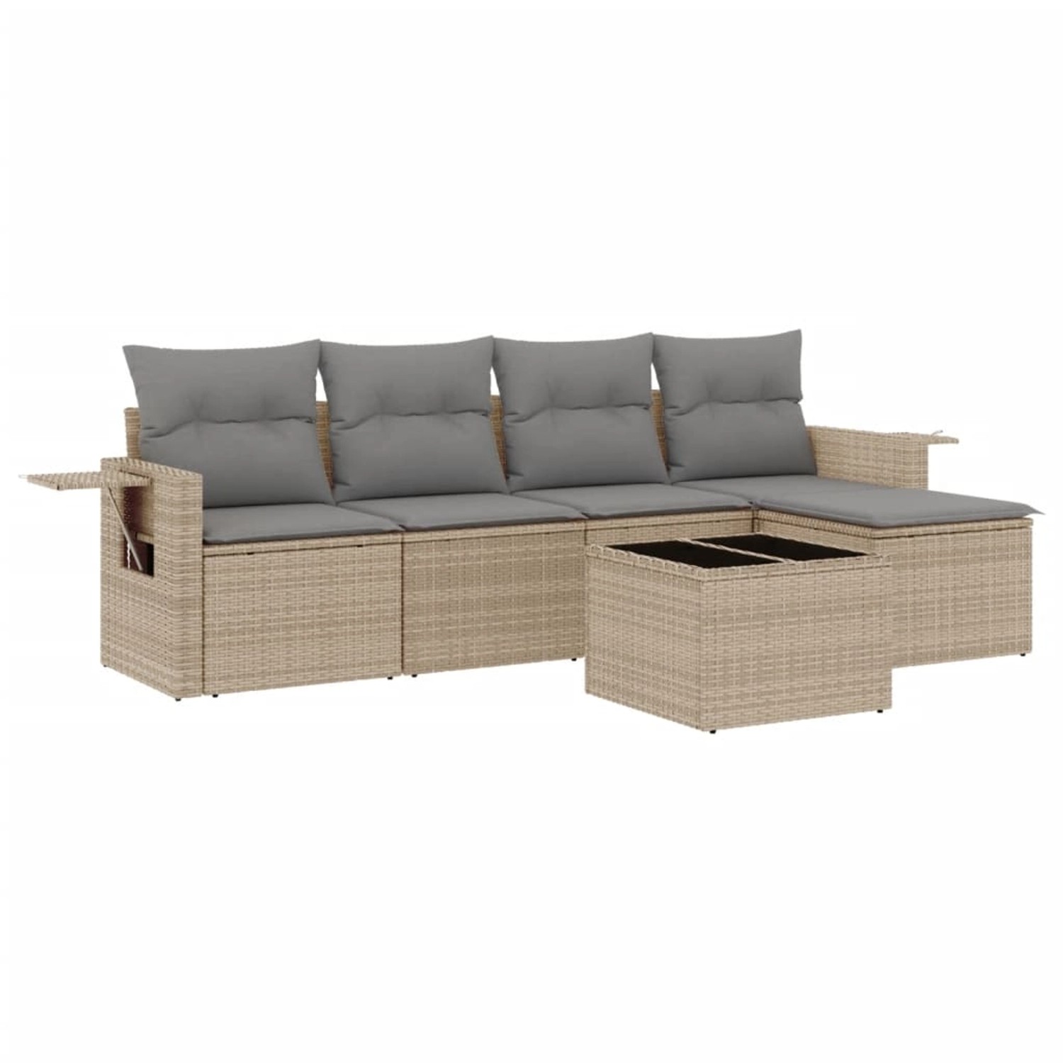 vidaXL 6-tlg Garten-Sofagarnitur mit Kissen Beige Poly Rattan Modell 270 günstig online kaufen