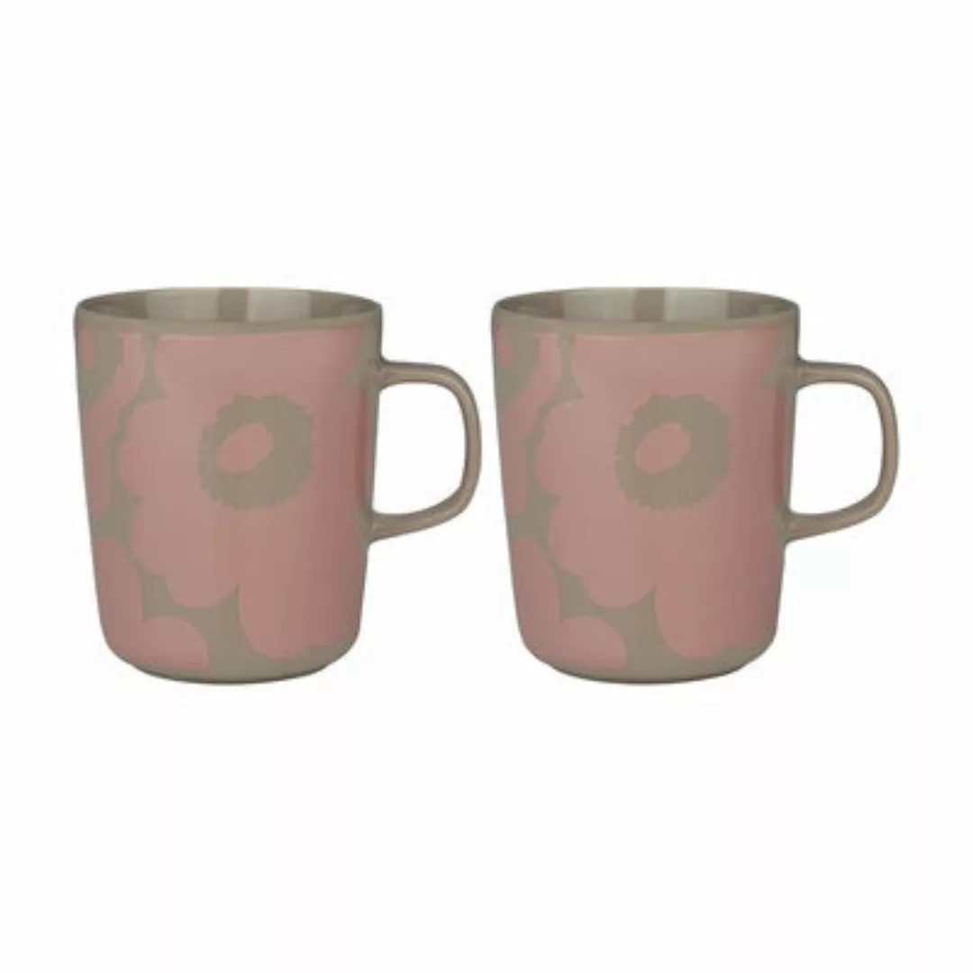 Becher Unikko keramik rosa / 25 cl - 2er-Set - Marimekko - Rosa günstig online kaufen