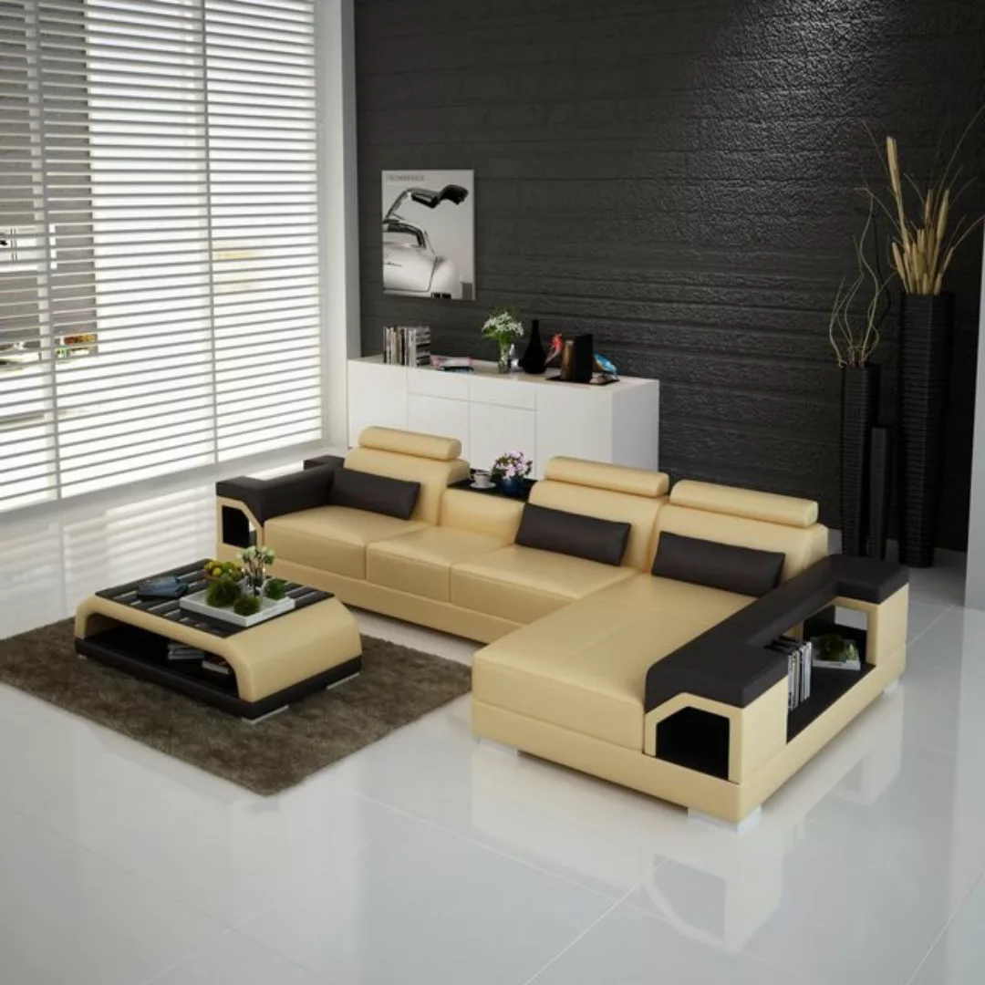 JVmoebel Ecksofa, Couch Ecksofa Leder Wohnlandschaft Garnitur Design Modern günstig online kaufen
