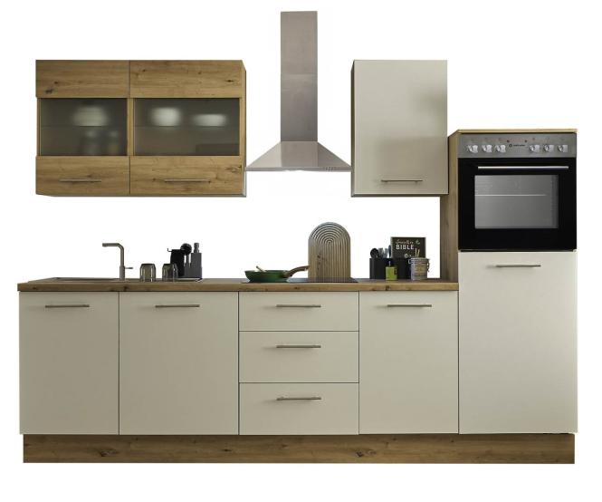 Küchenblock 280 cm inkl. Elektro-Set Capri von Bega Front Weiss Matt / Korp günstig online kaufen