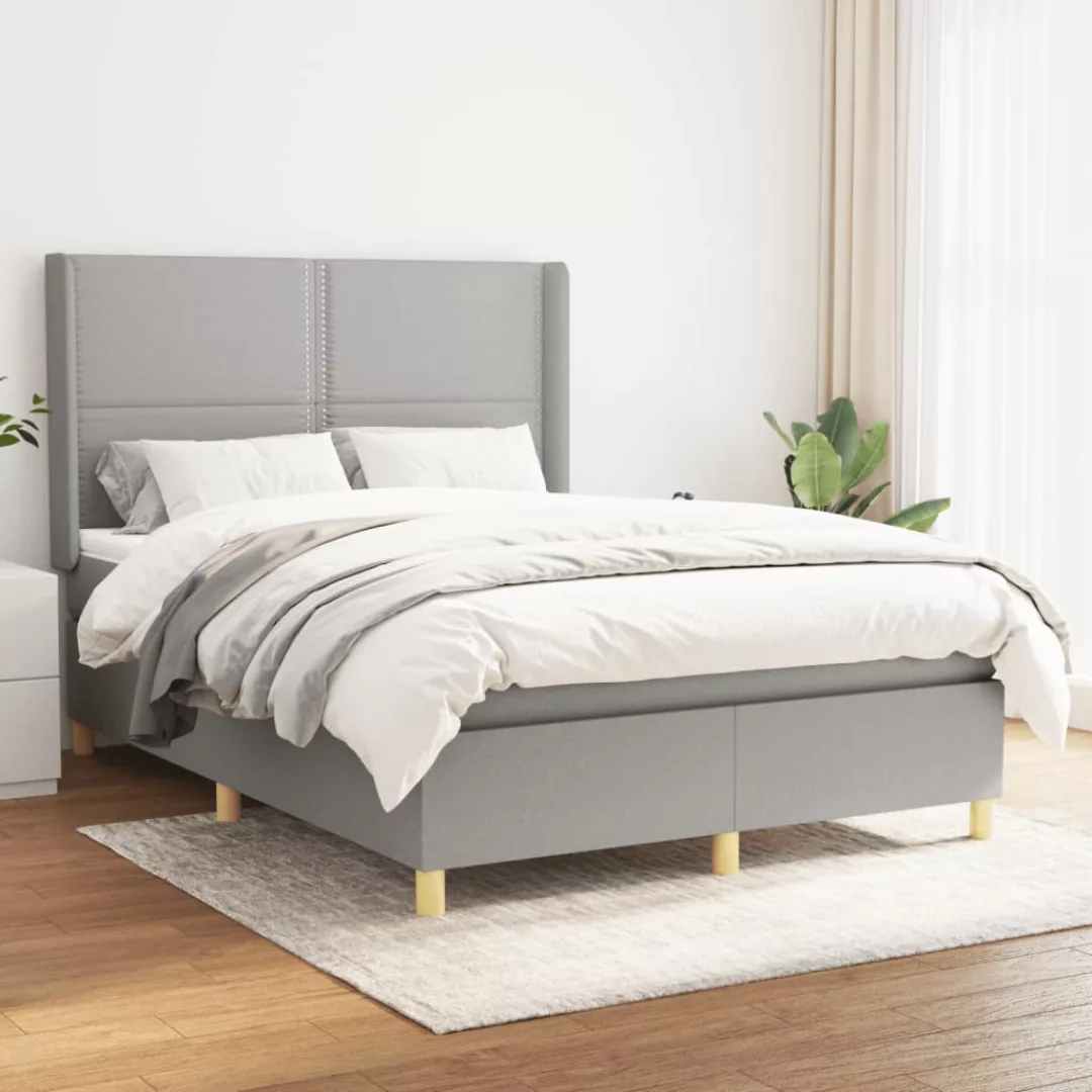 Vidaxl Boxspringbett Mit Matratze Hellgrau 140x200 Cm Stoff günstig online kaufen