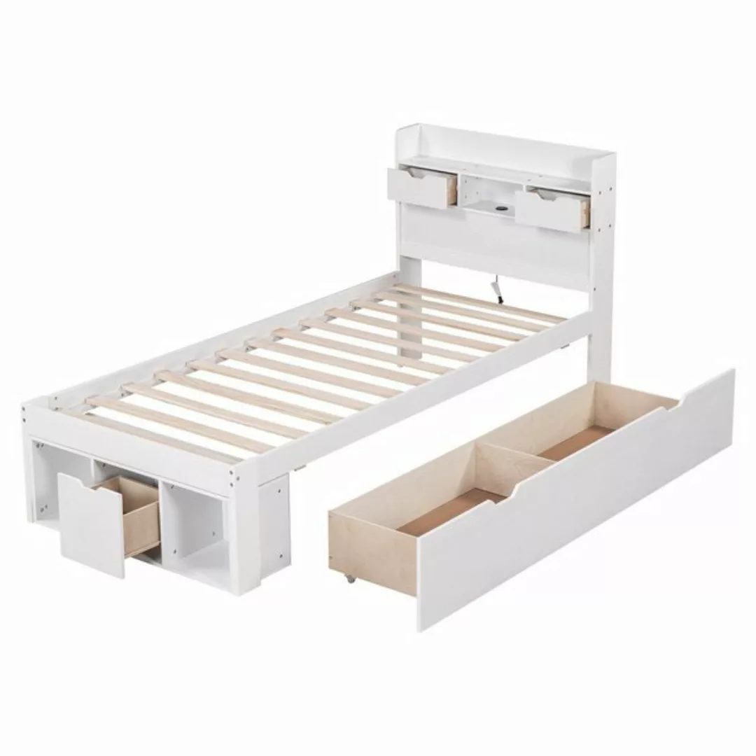 HAUSS SPOLE Holzbett 90x200cm mit USB-port, Schubladen, Stauschrank, ohne M günstig online kaufen