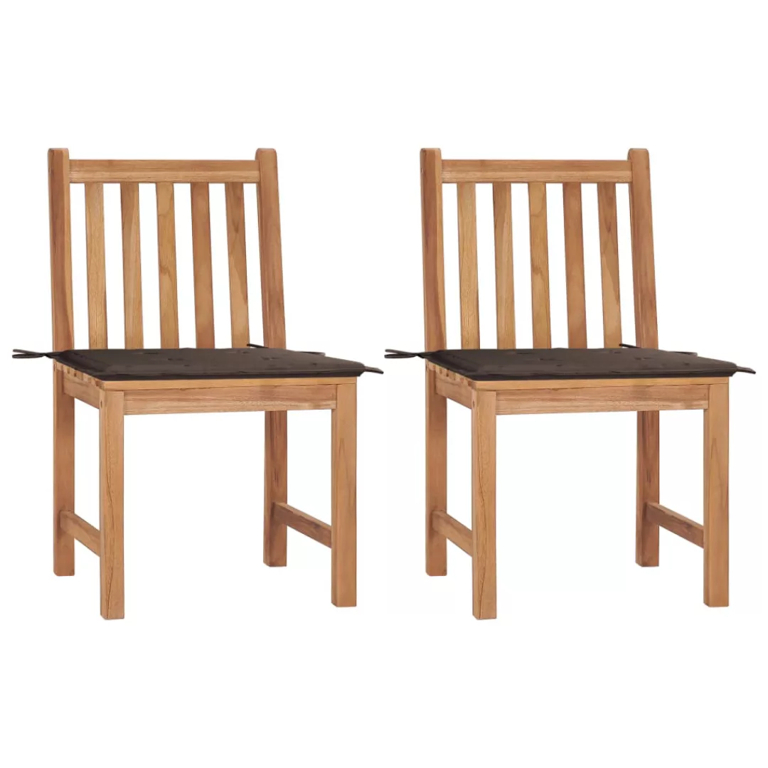 Gartenstühle 2 Stk. Mit Kissen Massivholz Teak günstig online kaufen
