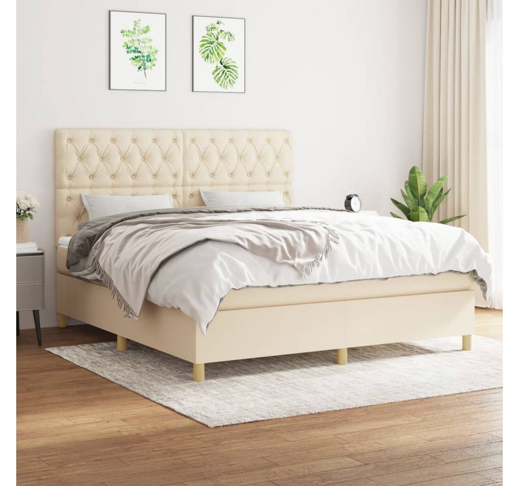 vidaXL Boxspringbett Boxspringbett mit Matratze Creme 160x200 cm Stoff Bett günstig online kaufen