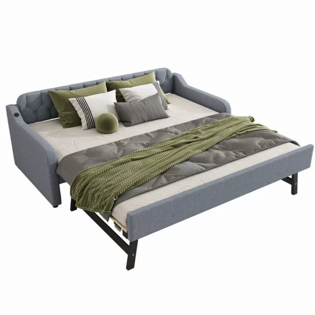 Merax Daybett, Tagesbett 90x200cm/180x200cm Schlafsofa mit Unterbett, Leine günstig online kaufen