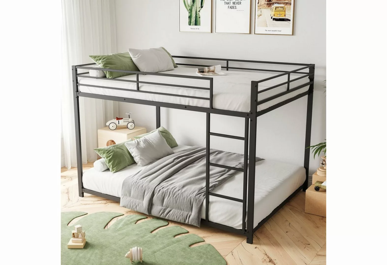 SOFTWEARY Etagenbett mit 2 Schlafgelegenheiten, Lattenrost und Leiter (140x günstig online kaufen