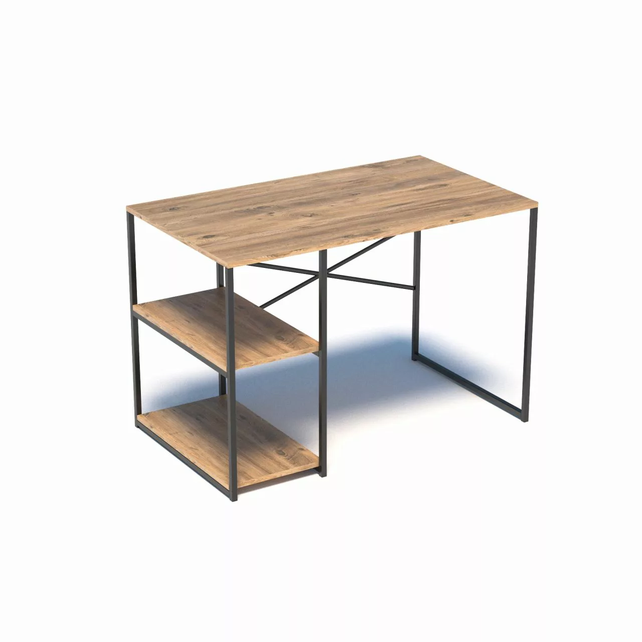 Schreibtisch mit Metallfüße und Regalen Walnuss 70088928 günstig online kaufen