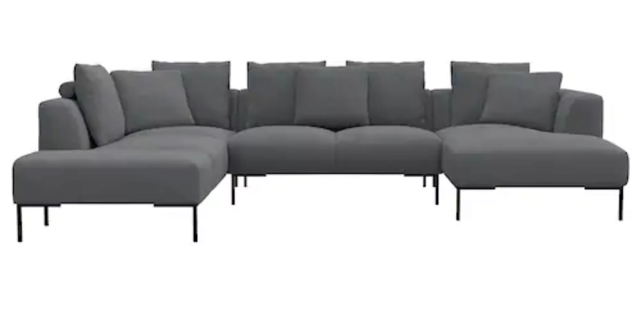 FLEXLUX Ecksofa »Sava«, Schwarze Metallfüße, mit losen Rückenkissen, Luxuri günstig online kaufen