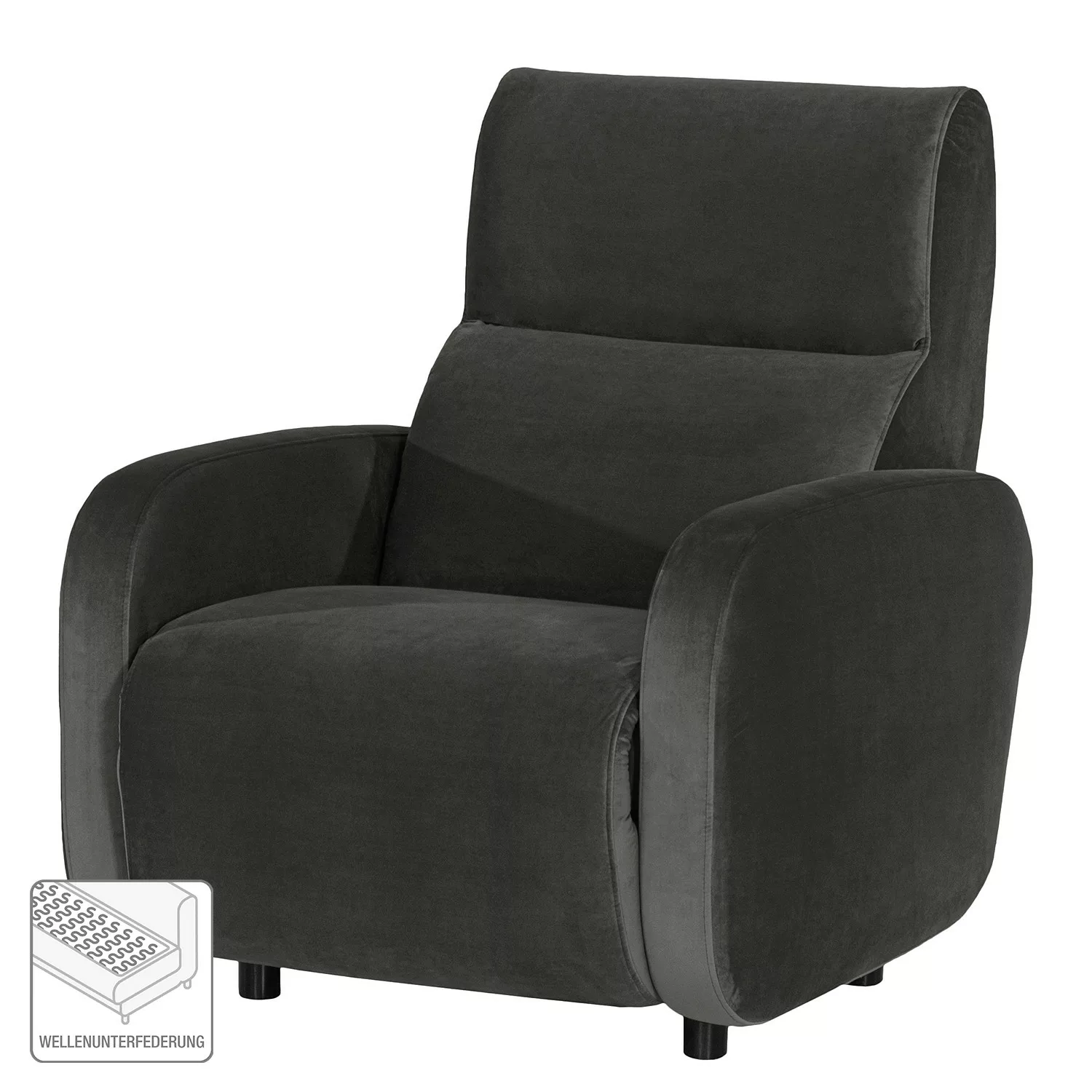 home24 loftscape Sessel Mezin I Grau Samt 97x104x105 cm (BxHxT) günstig online kaufen