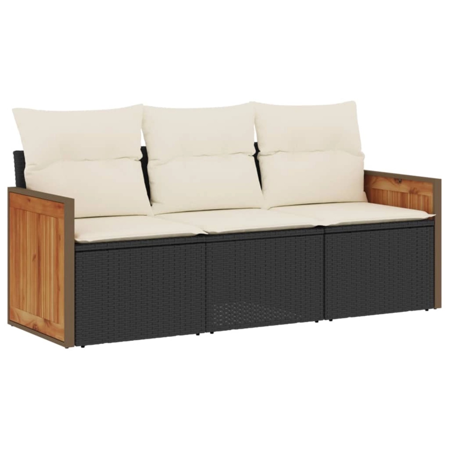 vidaXL 3-Tlg Garten-Sofagarnitur mit Kissen Schwarz Poly Rattan 3259837 günstig online kaufen