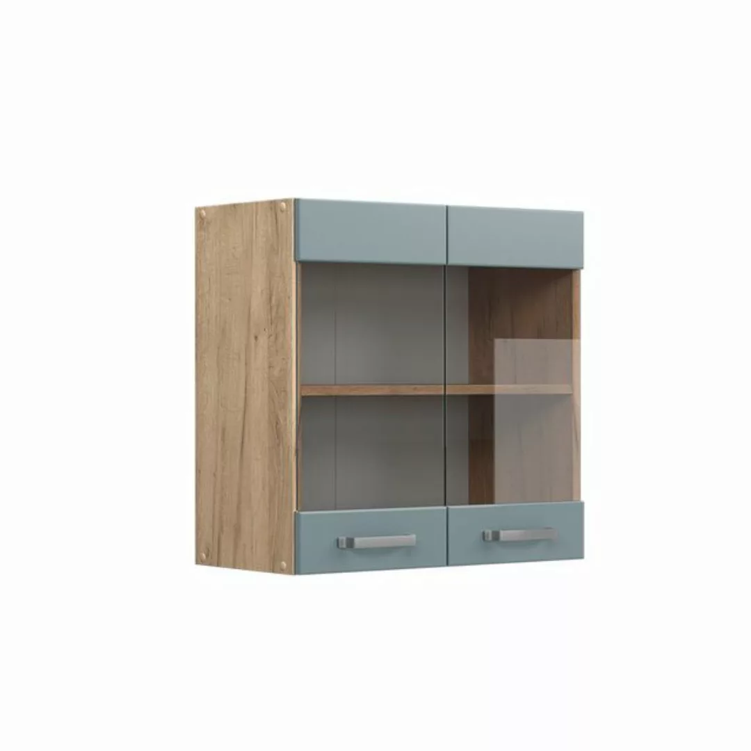 Vicco Glashängeschrank Küchenschrank R-Line Goldkraft Blau Grau 60 cm günstig online kaufen