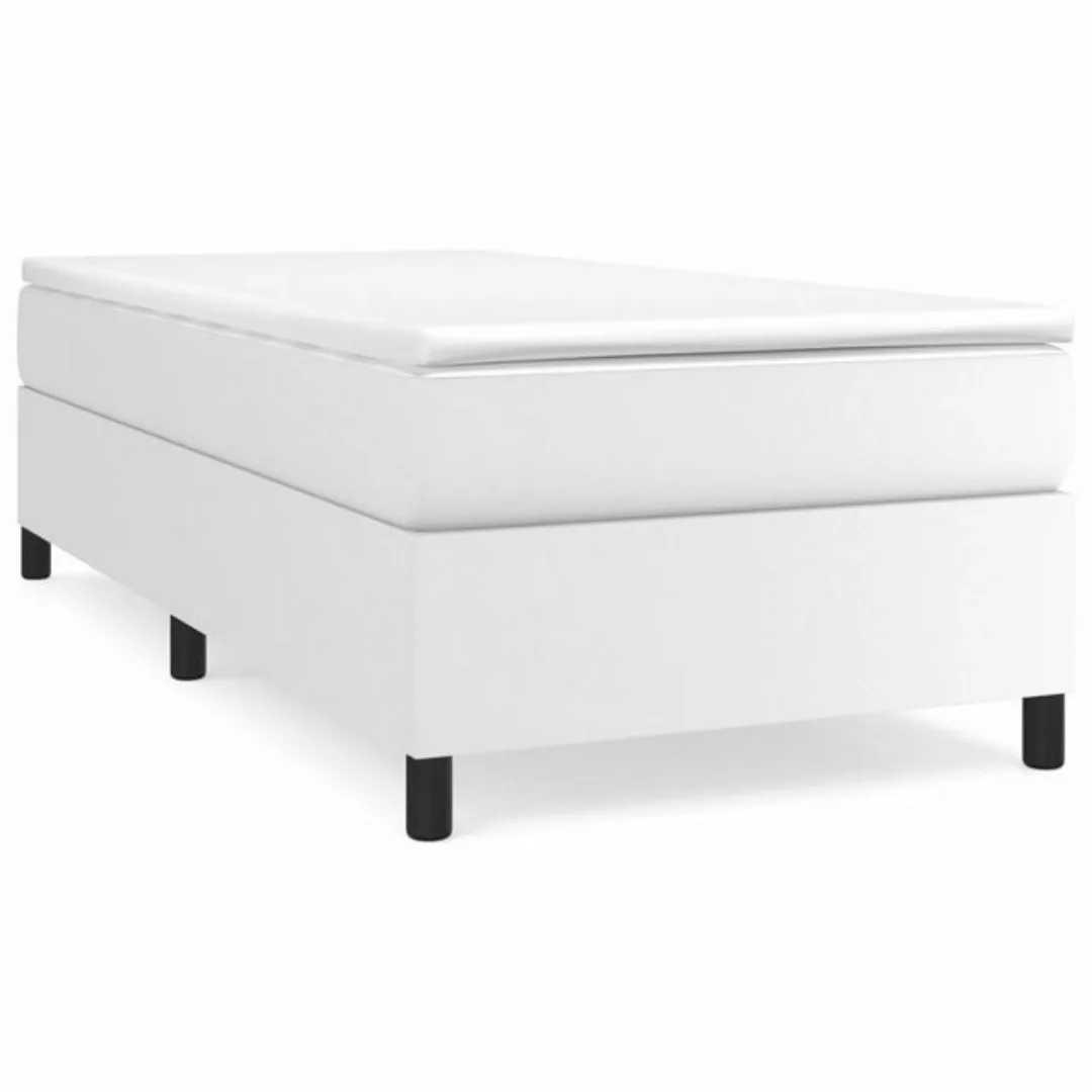 vidaXL Boxspringbett, Boxspringbett mit Matratze Weiß 100x200 cm Kunstleder günstig online kaufen