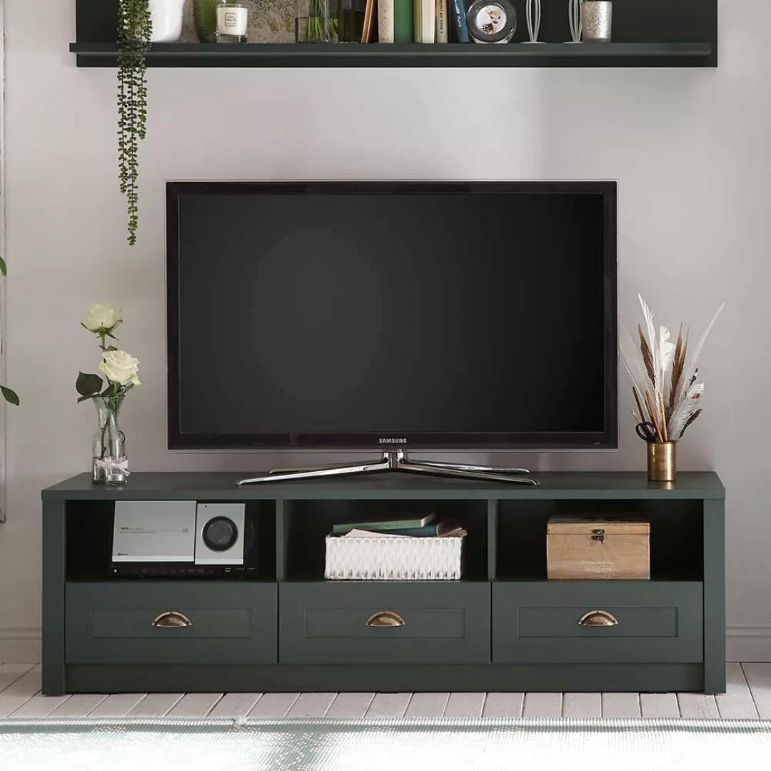TV Möbel in Dunkelgrün Landhaus Design günstig online kaufen