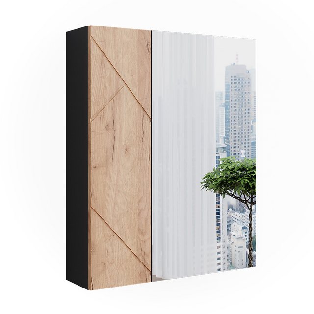 Vicco Badezimmerspiegelschrank Irma, Anthrazit/Goldkraft Eiche, 60 x 75 cm günstig online kaufen