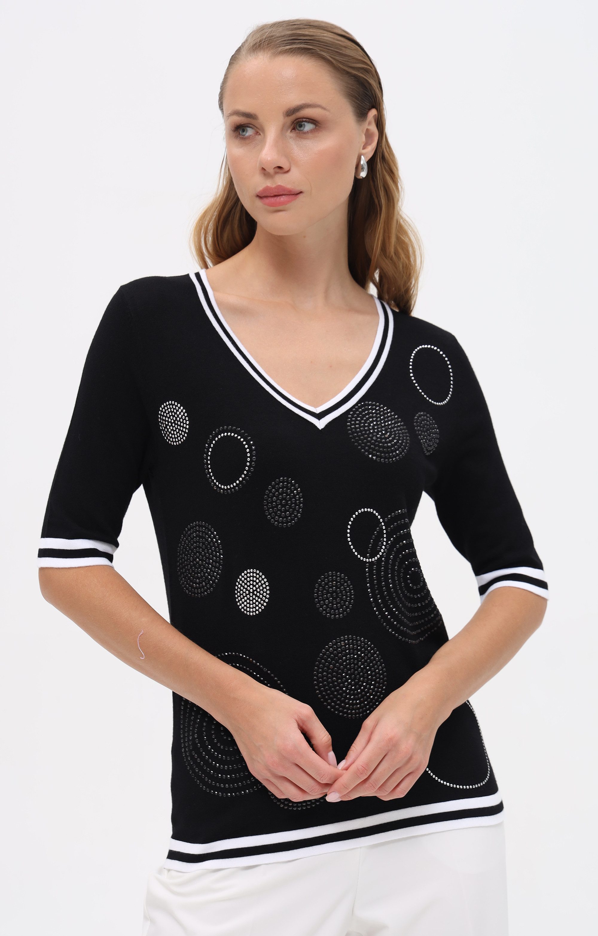 Passioni T-Shirt mit Kreismuster aus Strass günstig online kaufen