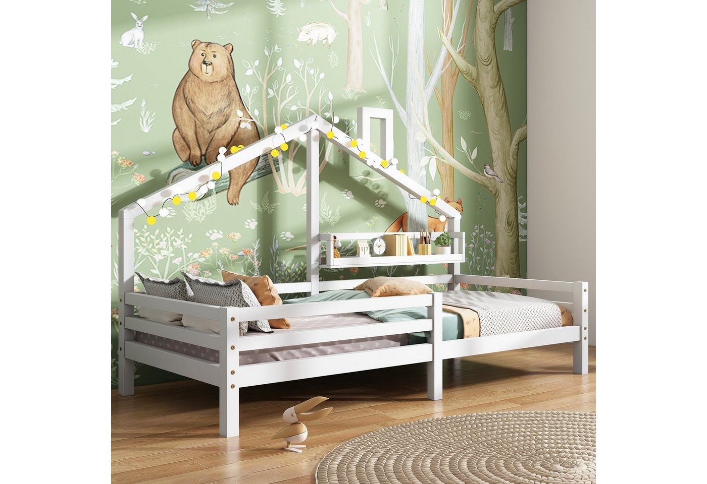 Celya Hausbett Kinderbett Ablageregal Kaminform 90x200CM günstig online kaufen