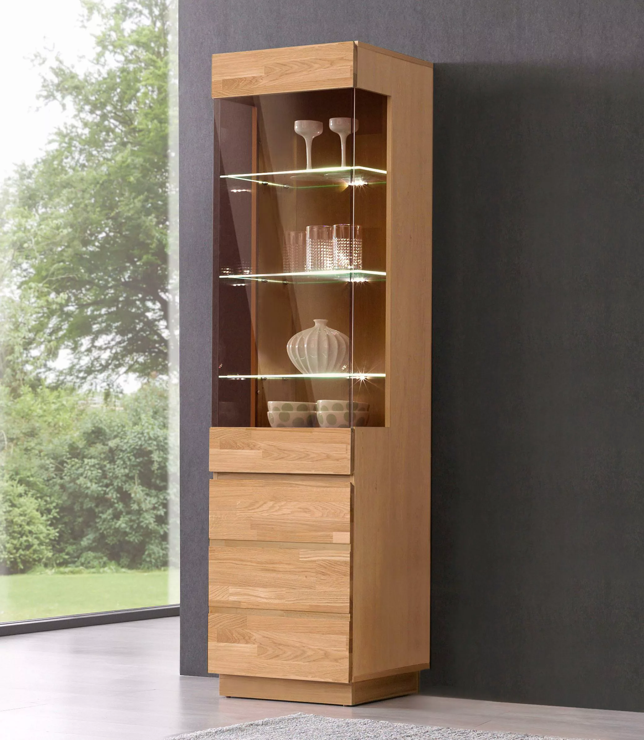 Home affaire Vitrine, Höhe 184 cm, Türen aus Massivholz, mit Glaseinsatz günstig online kaufen