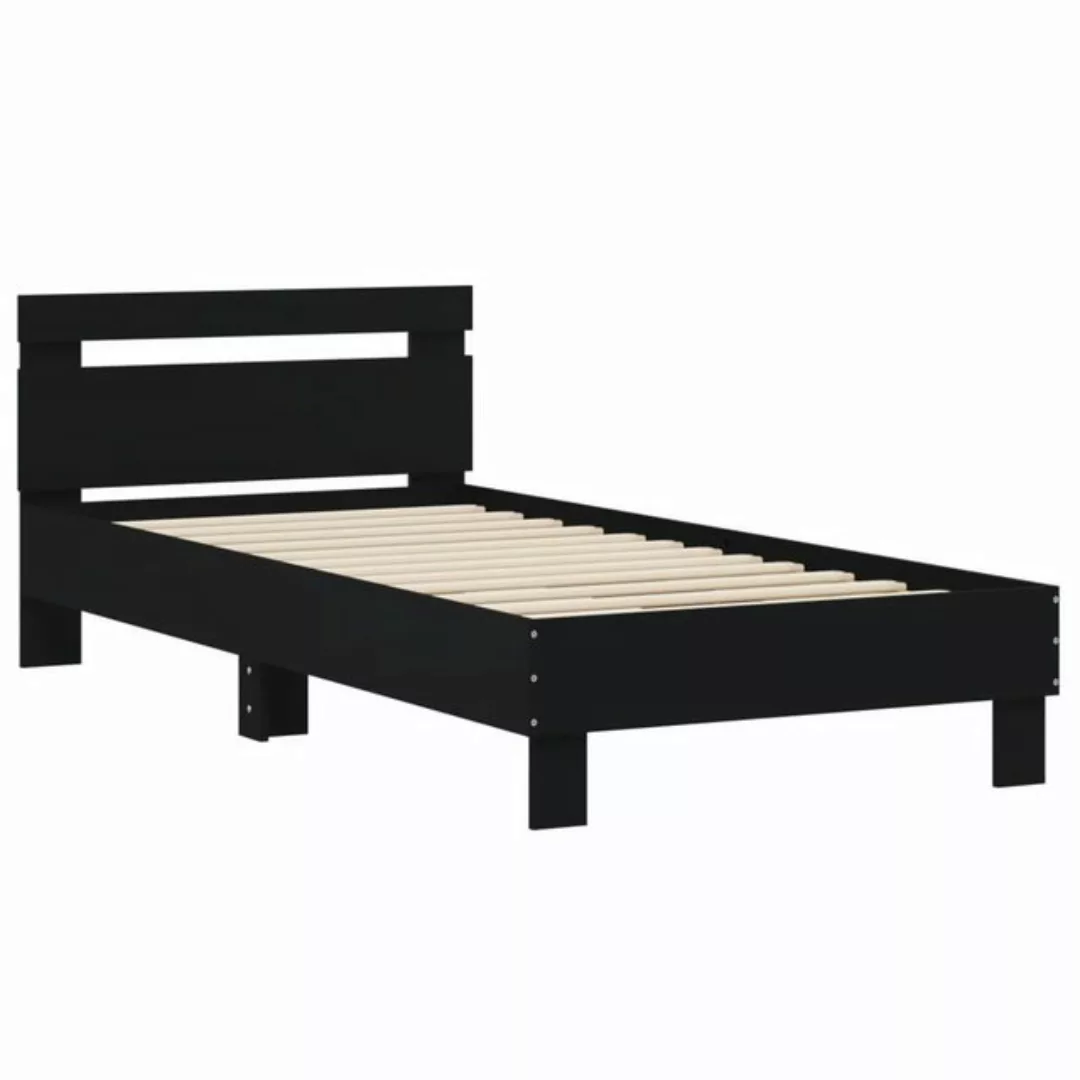 vidaXL Bett Bettgestell mit Kopfteil Schwarz 75x190 cm Holzwerkstoff günstig online kaufen