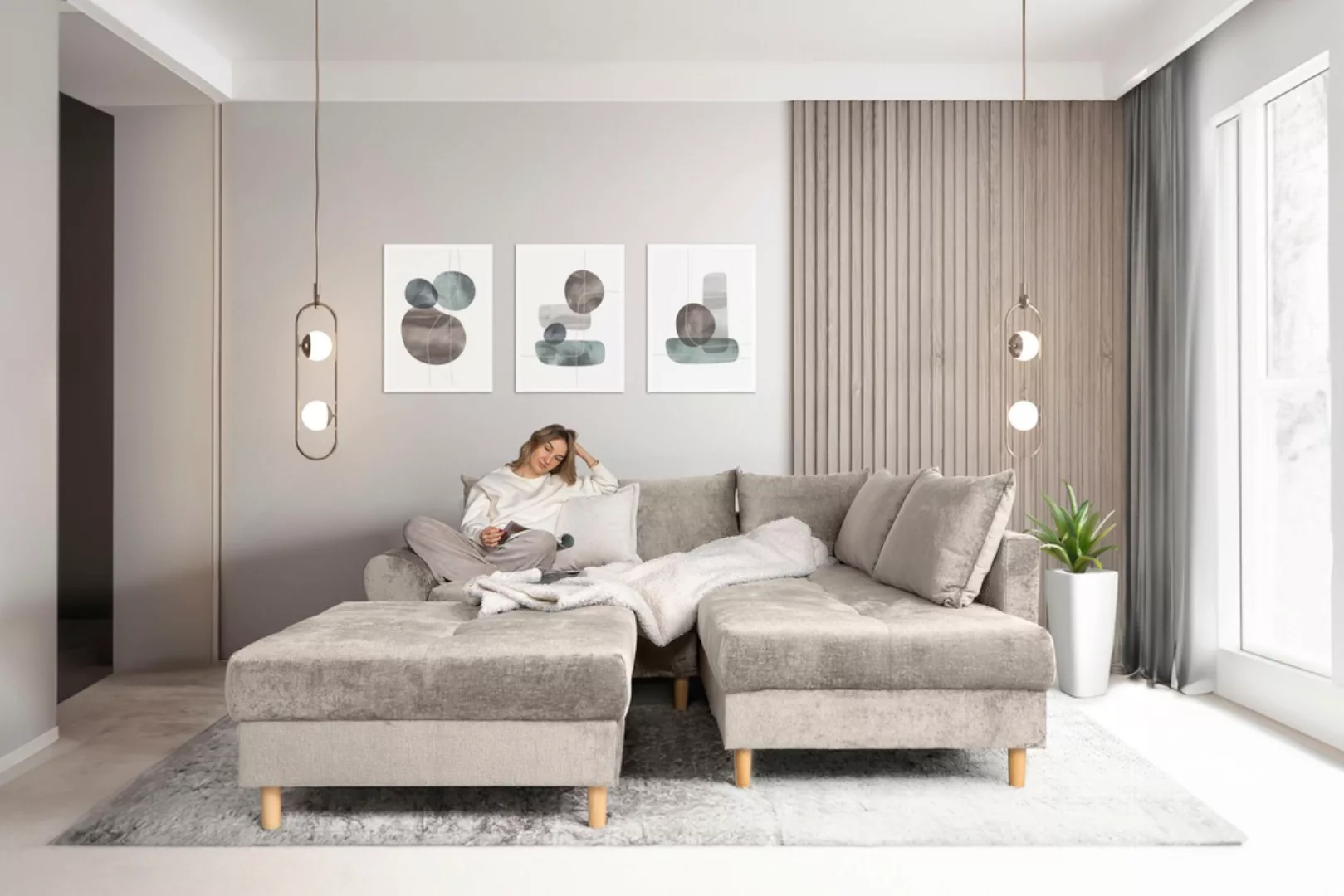 COLLECTION AB Ecksofa »Reims L-Form«, Ottomane beidseitig montierbar, inkl. günstig online kaufen