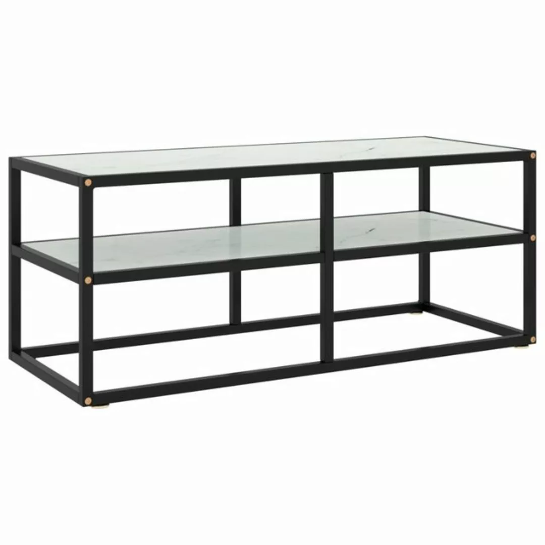 vidaXL TV-Schrank TV-Schrank Schwarz mit Weißer Marmor-Optik Glas 100x40x40 günstig online kaufen