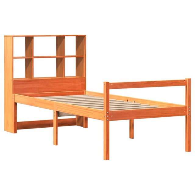 vidaXL Bett Massivholzbett mit Regal ohne Matratze Wachsbraun 75x190 cm günstig online kaufen