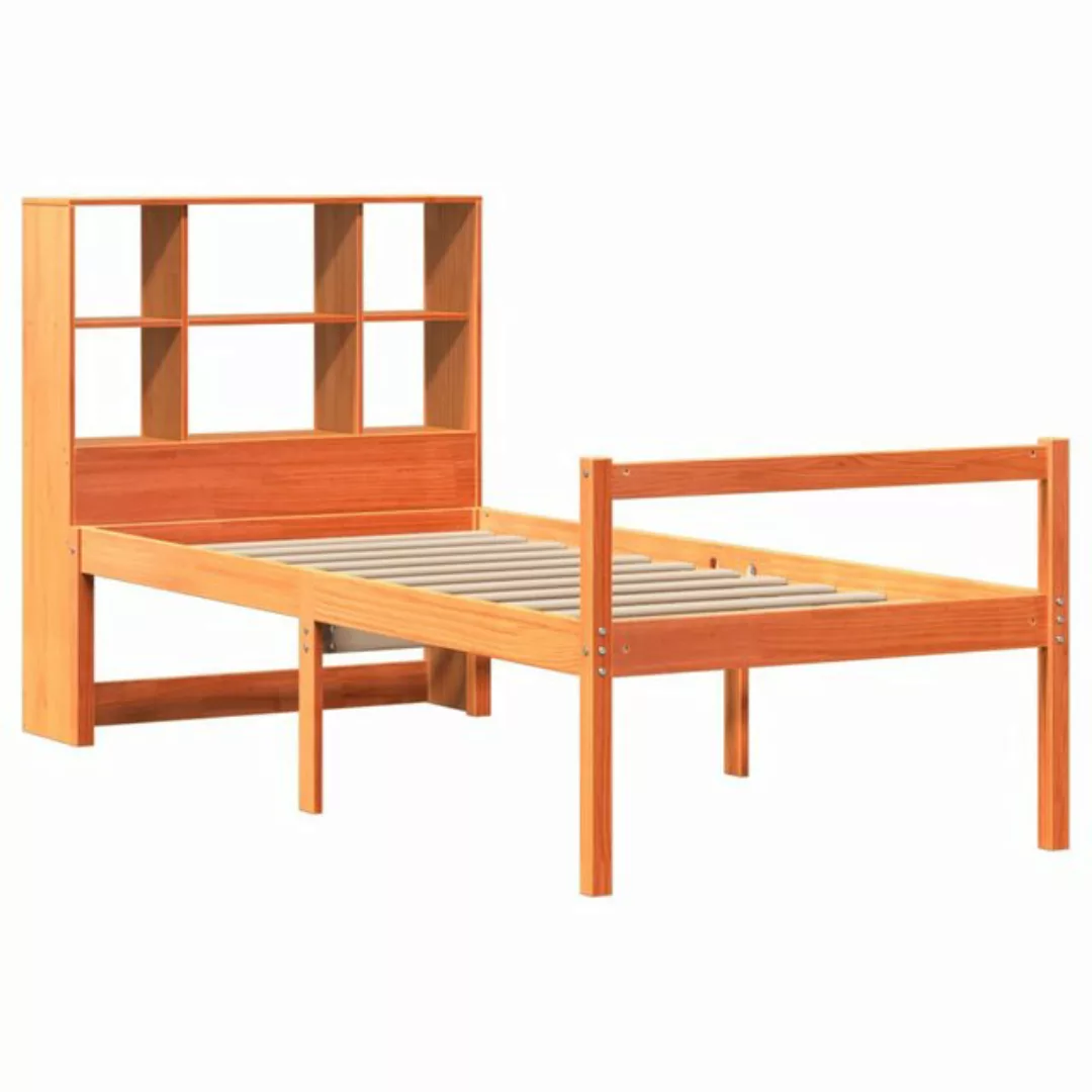 vidaXL Bett, Massivholzbett mit Regal ohne Matratze Wachsbraun 75x190 cm günstig online kaufen