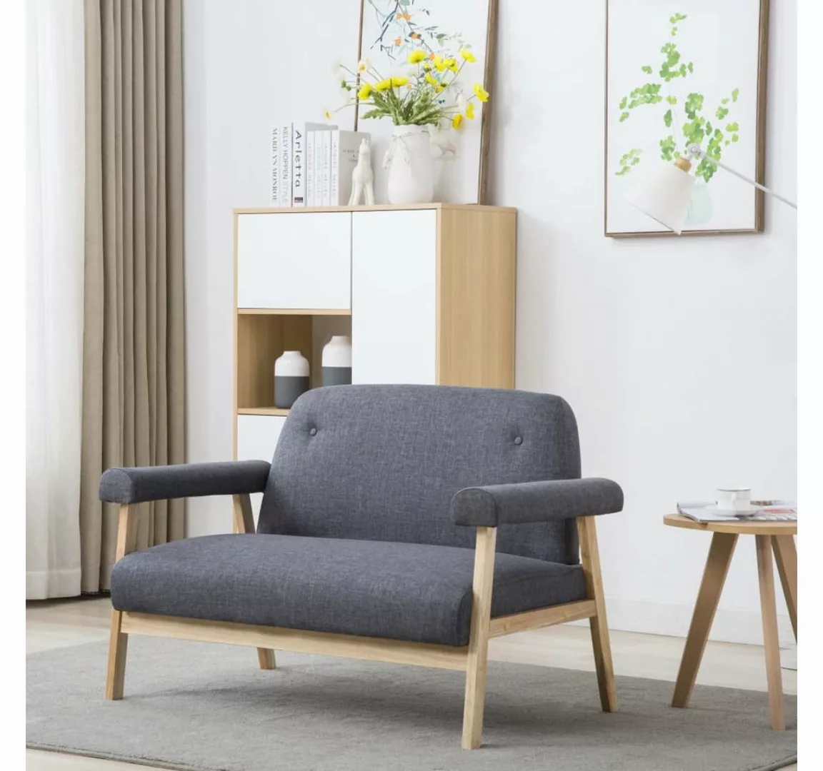 vidaXL Sofa, 2-Sitzer-Sofa Stoff Dunkelgrau günstig online kaufen