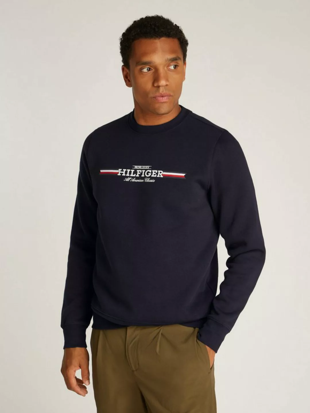 Tommy Hilfiger Sweatshirt HILFIGER STRIPE SWEATSHIRT mit mehrfarbigen Print günstig online kaufen